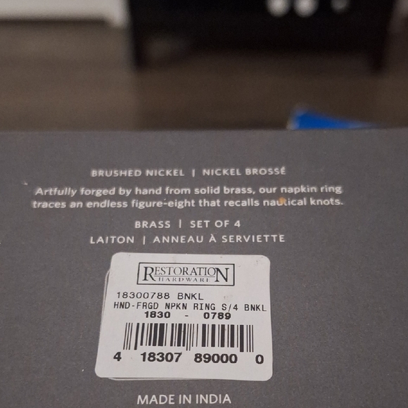 Restoration Hardware Silver and Cream Table Runner with Napkin Rings - Picture 3 of 3